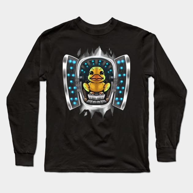 Duck Inside Costume Duck Takes Over Control Halloween Long Sleeve T-Shirt by SinBle